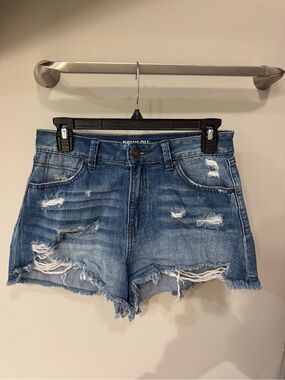 Rewash Distressed High Rise Denim Jean Shorts - Blue